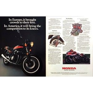 1981 Honda CB900F Motorcycle photo "Follow the Leader" 2-page vintage print ad